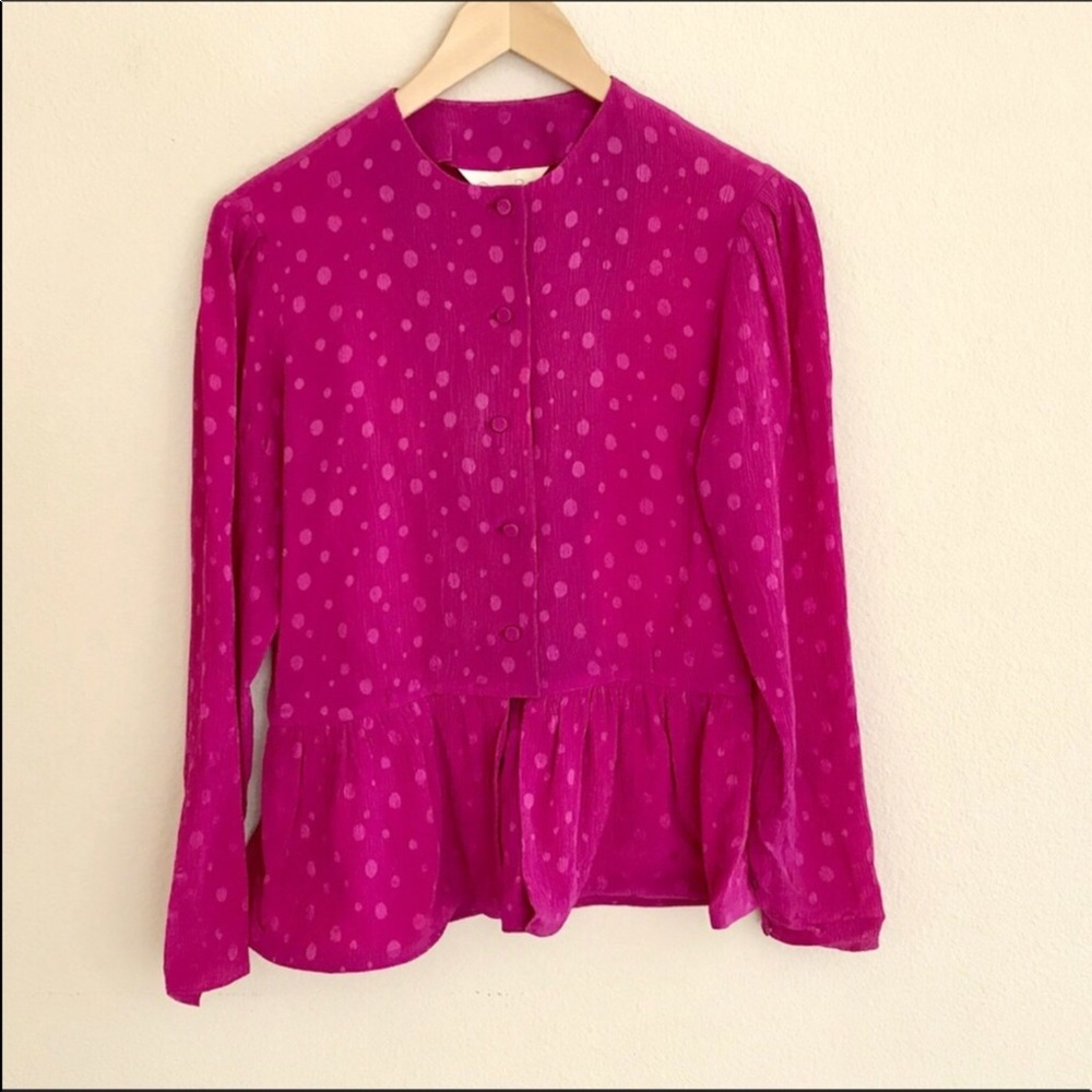 Oscar de la Renta Vintage Pink Peplum Blouse